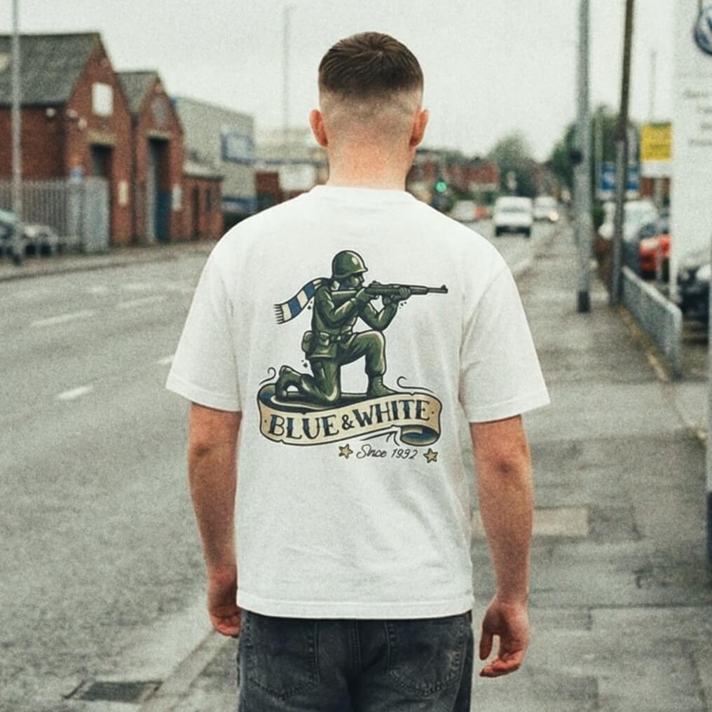 Wigan Blue & White Army White Tee