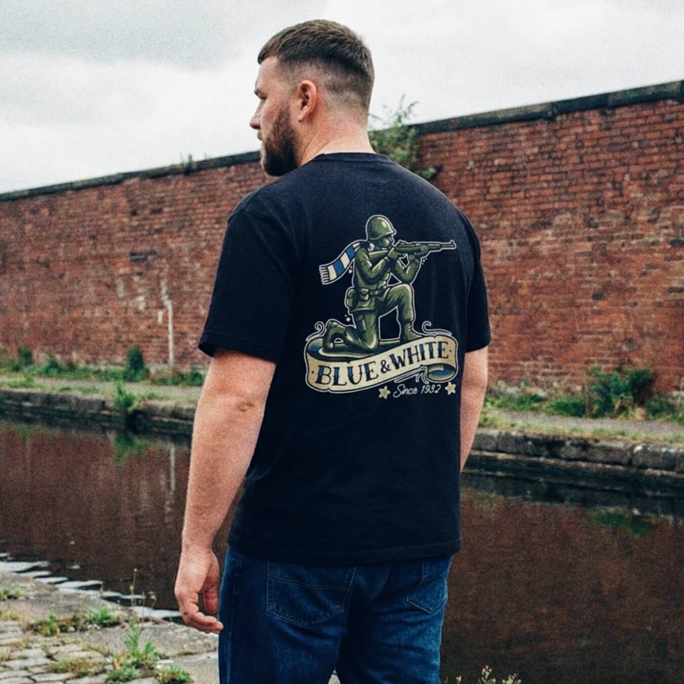 Wigan Blue & White Army Black Tee