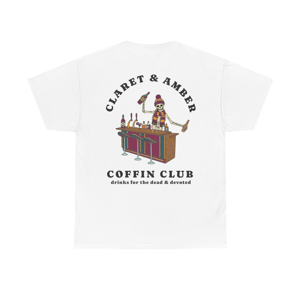 Bradford Claret & Amber Coffin Club White Tee
