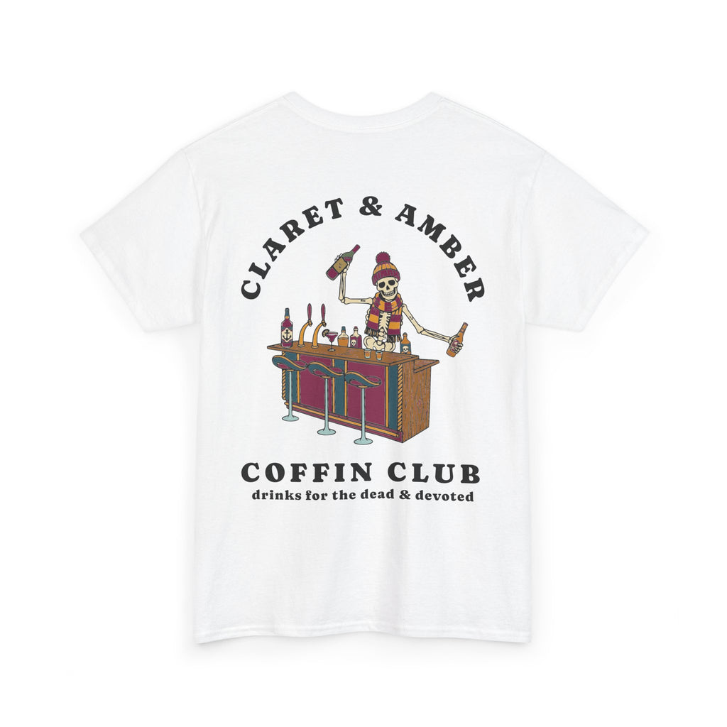 Bradford Claret & Amber Coffin Club White Tee