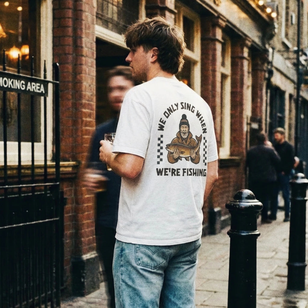 Grimsby Sing When We're Fishing White Tee