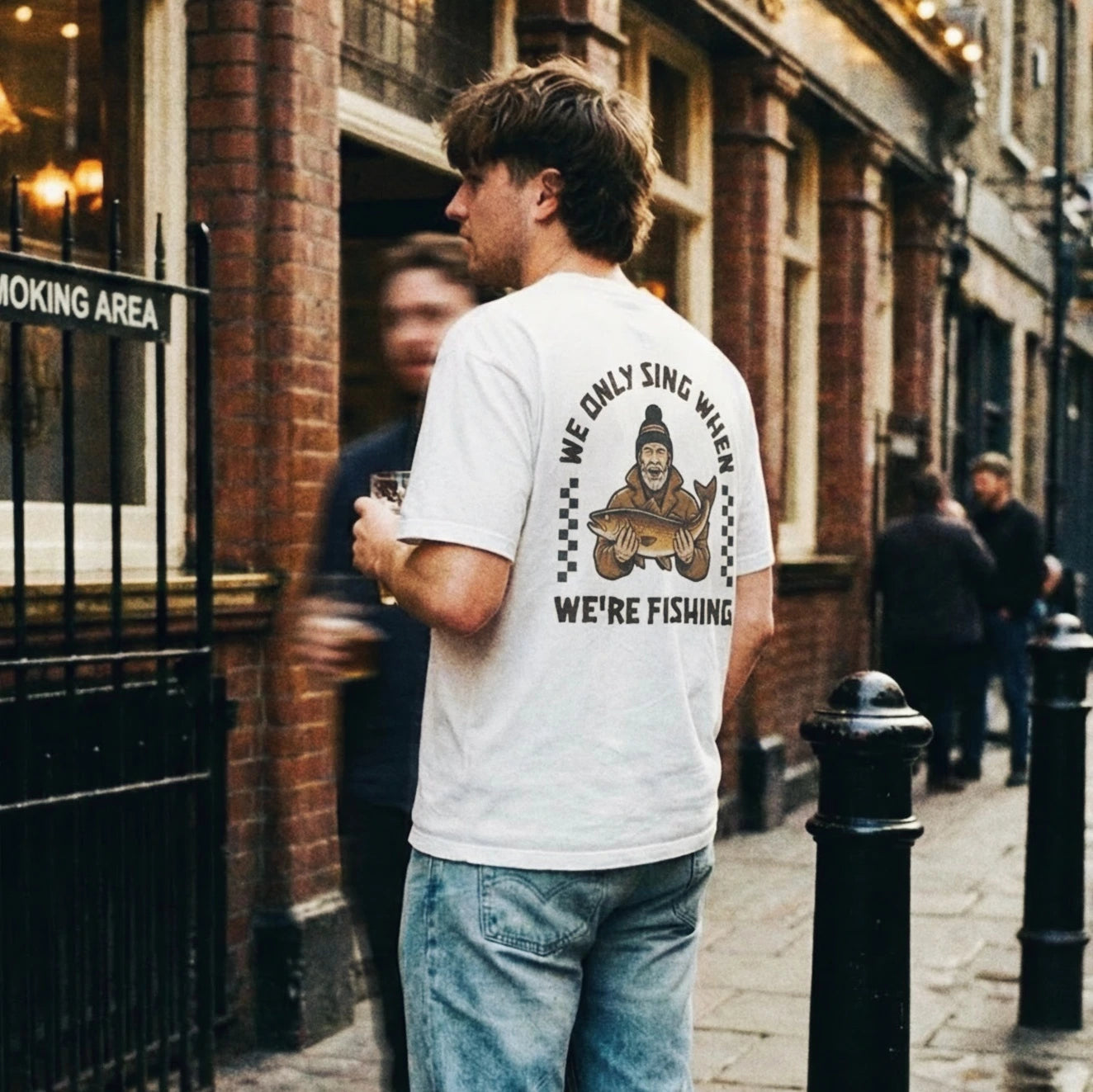 Grimsby Sing When We're Fishing White Tee