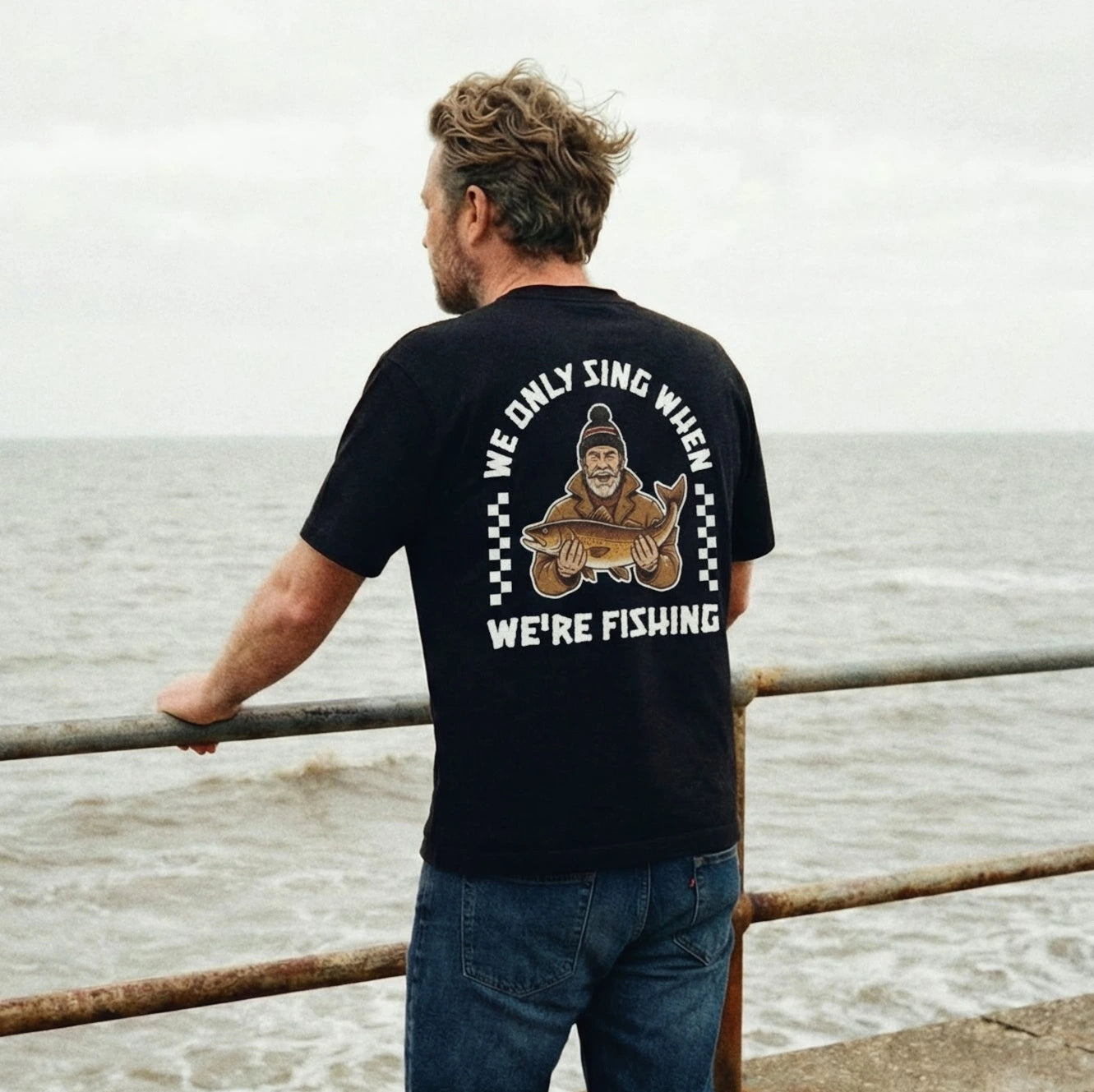 Grimsby Sing When We're Fishing Black Tee